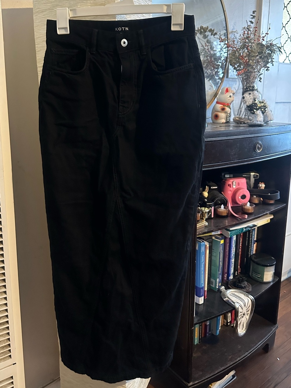 KOTN Black Denim Maxi Skirt